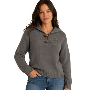 Mexx Womens Grey Toggle Neck Shawl Collar Cotton Blend Knit Sweater Size M